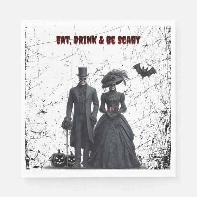 Ät, dryck, var scary Gothic Vuxen Halloween fest Pappersservett (Framsidan)
