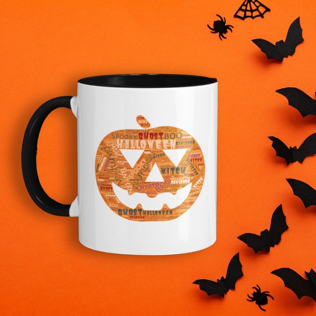 Ät dryck Var Scary Halloween Pumpkin Ord Cloud Mugg (Skapare uppladdad)