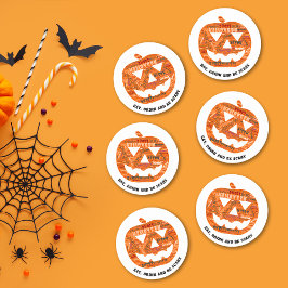 Ät dryck Var Scary Halloween Pumpkin Ord Cloud Underlägg Papper Rund