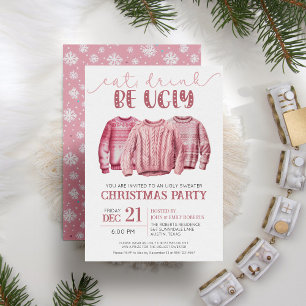 Ät dryck Var smula sötare Rosa jul Party Inbjudningar