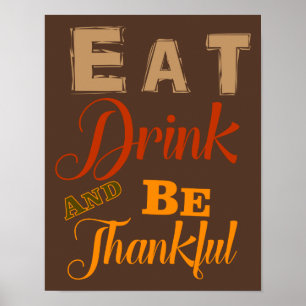 Ät dryck var tack och thanksgiving hösten poster