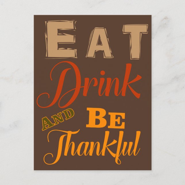 Ät dryck var tack och thanksgiving hösten vykort (Framsida)