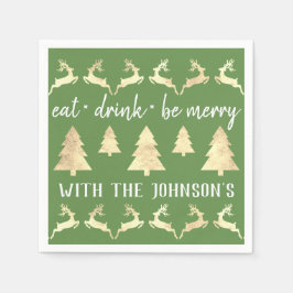 Ät dryck vara Guld renar Grönt Helgdagar Pappersservett
