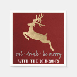 Ät dryck vara Merry Guld Reindeer Burgundy Grått Pappersservett