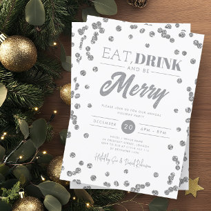 Ät dryck vara Merry Silver Glitter Helgdag Julafto Inbjudningar