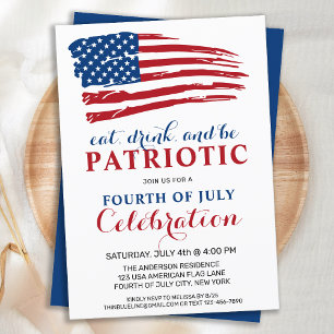 Ät dryck vara patriotisk USA flagga 4 juli Party Inbjudningar