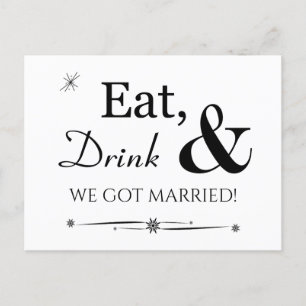 Ät dryck Vi Har Married Retro Elopement Party Vykort