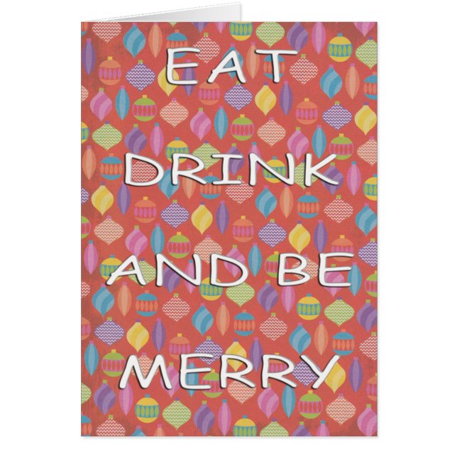 Ät dryck vita träd dekorationer hälsningskort (Framsidan)