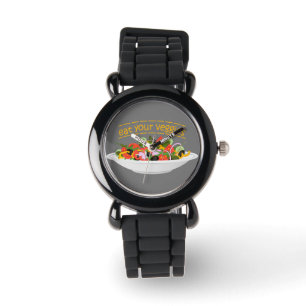 Ät era Veggies Citat färsk salladskål Armbandsur
