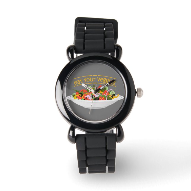 Ät era Veggies Citat färsk salladskål Armbandsur (Framsida)