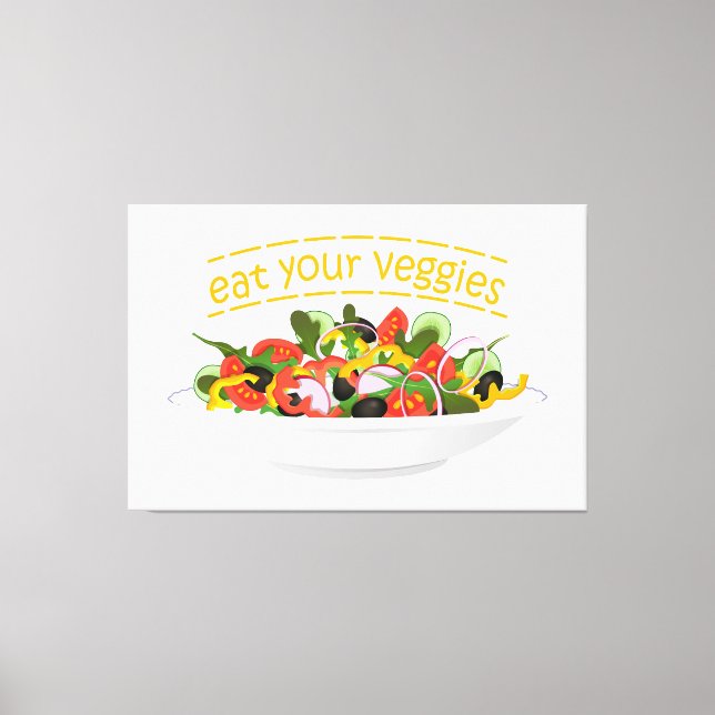 Ät era Veggies Citat färsk salladskål Canvastryck (Framsida)