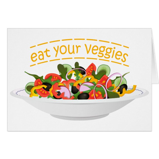 Ät era Veggies Citat färsk salladskål Hälsningskort (Framsidan Horizontal)