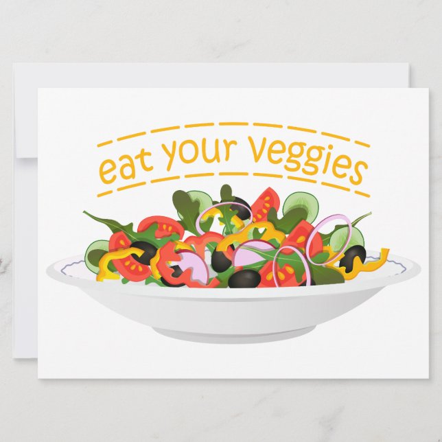 Ät era Veggies Citat färsk salladskål Julkort (Framsida)