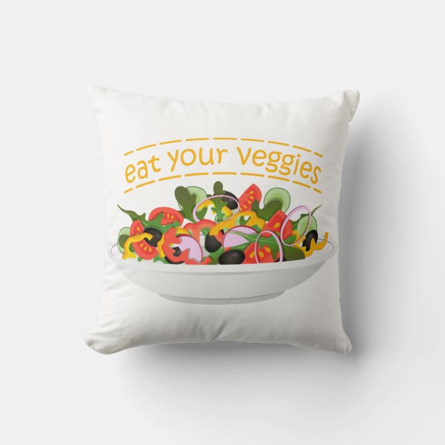 Ät era Veggies Citat färsk salladskål Kudde (Framsida)