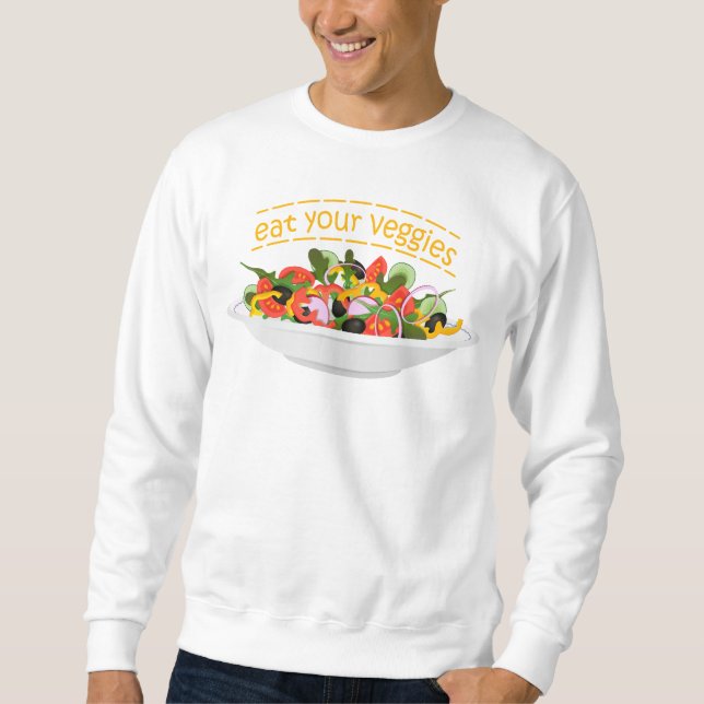 Ät era Veggies Citat färsk salladskål Lång Ärmad Tröja (Framsida)