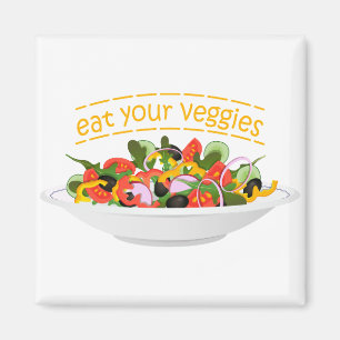 Ät era Veggies Citat färsk salladskål Magnet