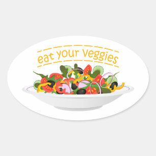 Ät era Veggies Citat färsk salladskål Ovalt Klistermärke