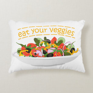 Ät era Veggies Citat färsk salladskål Prydnadskudde