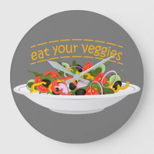 Ät era Veggies Citat färsk salladskål Stor Klocka
