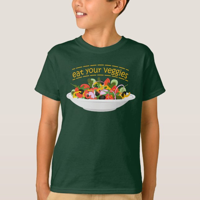 Ät era Veggies Citat färsk salladskål T Shirt (Framsida)