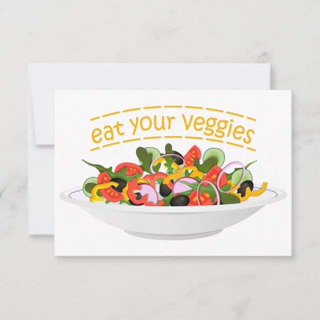 Ät era Veggies Citat färsk salladskål Tack Kort (Framsida)