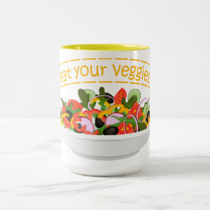 Ät era Veggies Citat färsk salladskål Två-Tonad Mugg
