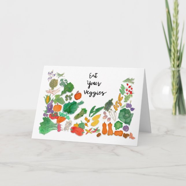 Ät era Veggies (vegetabiliskt illustrationsvegan) Kort (Framsida)