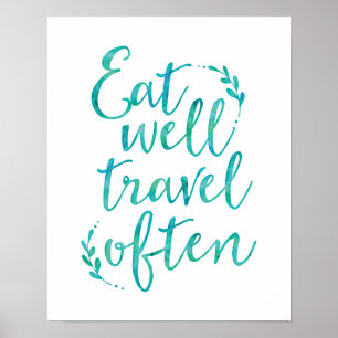 Ät färdas ofta typografiskt blått citat poster