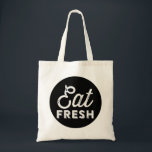 Ät färsk | Rustic Retro Typography Tote Bag Tygkasse<br><div class="desc">Snyggt canvas tote-väska med rustik retrotypografi. Återanvändbar och miljövänlig väska för livsmedel,  bokar och nästan allt. Andra färg och offerter finns i min butik.</div>