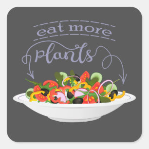 Ät fler plantor färsk sallad-motivationsstämpel fyrkantigt klistermärke