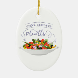 Ät fler plantor färsk sallad-motivationsstämpel julgransprydnad keramik