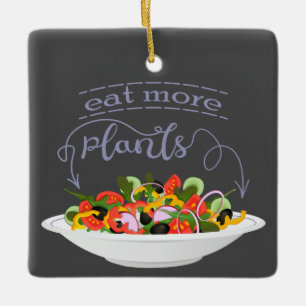 Ät fler plantor färsk sallad-motivationsstämpel julgransprydnad keramik