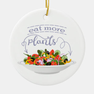 Ät fler plantor färsk sallad-motivationsstämpel julgransprydnad keramik