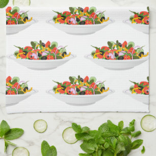 Ät fler plantor färsk sallad-motivationsstämpel kökshandduk