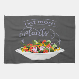 Ät fler plantor färsk sallad-motivationsstämpel kökshandduk