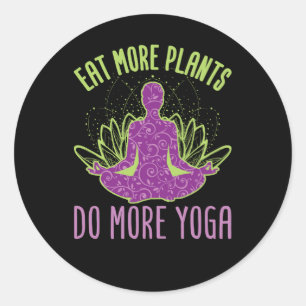 Ät fler växter gör mer Yoga Vegan Runt Klistermärke