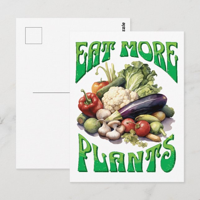 Ät fler växter, vegetariska vykort (Fram/baksida)