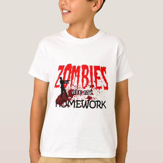 Åt för ZombiegåvaZombies min läxa Tee Shirt (Framsida)