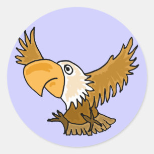 AT- Funny Tecknad Eagle Stickers Runt Klistermärke