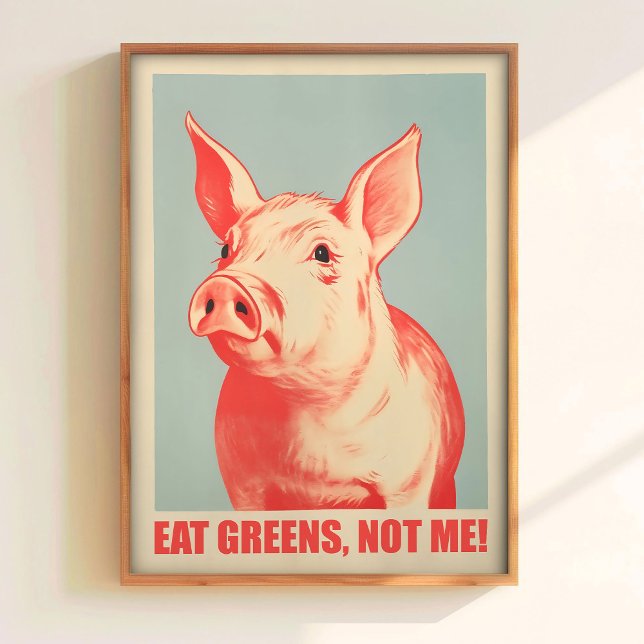 Ät Grönt Tryck Köket Väggkonst Vegetarian Retro (Skapare uppladdad)
