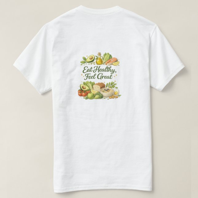Ät Hälsosamt Känn Dig Stor Hälsosam Basic T-Shirt  (Design baksida)