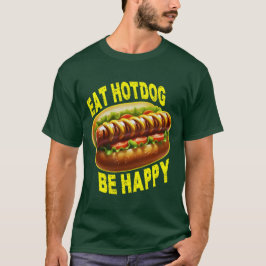 ät hotdog i lycklig t shirt