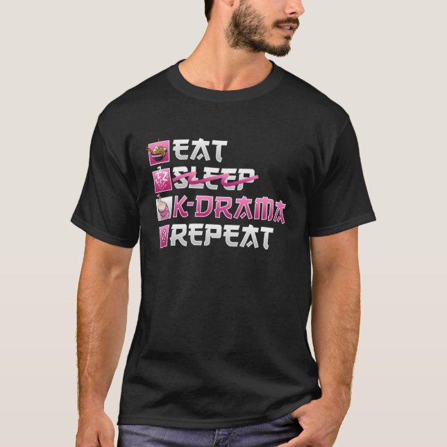Ät ingen viloläge K Drama Upprepa K-post T Shirt (Framsida)