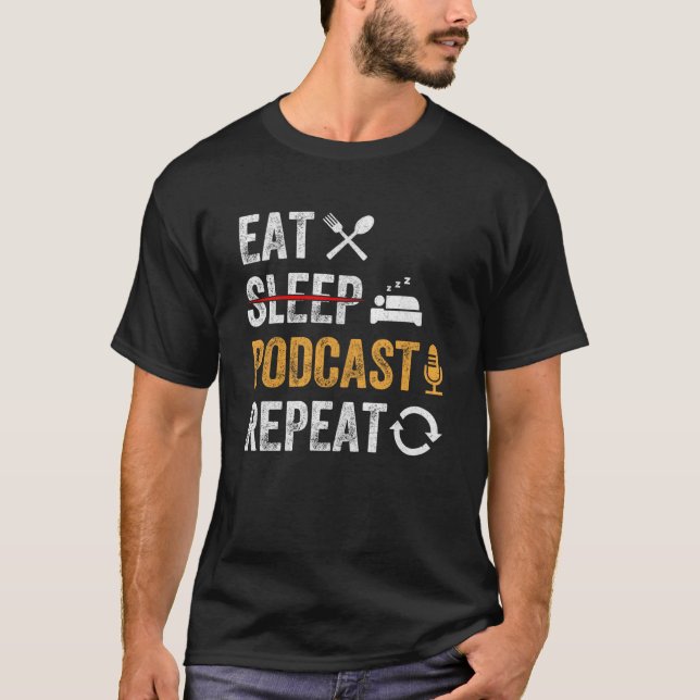 Ät ingen vilopoddsändning Repeat Podcaster Podcast T Shirt (Framsida)