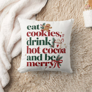 Ät kakor drick varm choklad var glad jul kudde