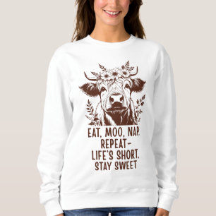 Ät Ko Nappa Upprepa - Rolig Highland Ko  T Shirt