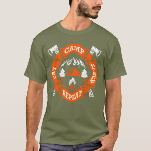 Ät läger sov upprepa eld korsade yxor natur t shirt