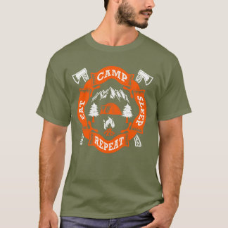 Ät läger sov upprepa eld korsade yxor natur t shirt