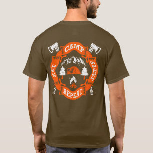 Ät läger sov upprepa eld korsade yxor natur t shirt