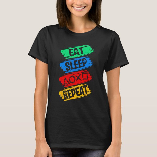 Ät Lek Sov Upprepa Rolig Vänskap Retro För B T Shirt (Framsida)
